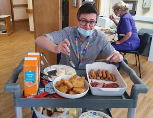 Dr James enjoys his last breakfast at the Hospice
